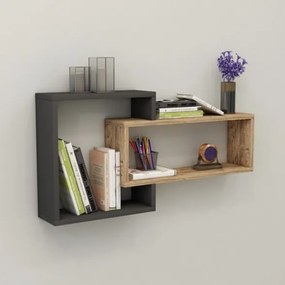 Mensola Sospesa 2 Vani A Cubo 87x15x44 Dante Antracite E Rovere