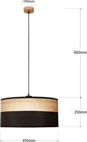 Lampadario a cavo ALBA 1xE27/15W/230V Ø 45 cm nero/marrone