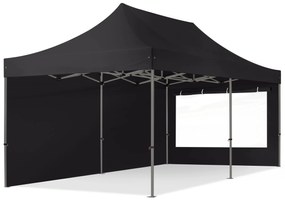 TOOLPORT 3x6m gazebo pieghevole con laterali (finestre panoramiche), PREMIUM acciaio, nero - (600064)