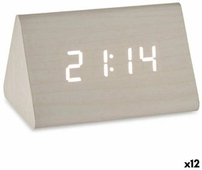 Orologio Digitale da Tavolo Bianco PVC Legno MDF 11,7 x 7,5 x 8 cm (12 Unità)