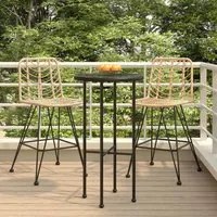 Sgabelli da Bar 2 pz 45x56x103,5 cm Rattan PE e Acciaio cod mxl 8925