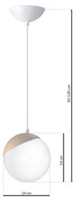 Lampadario a sospensione con filo SFERA WOOD 1xE14/40W/230V bianco