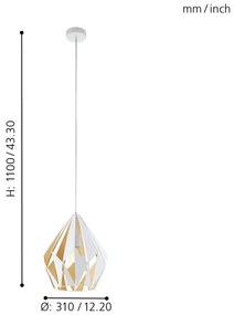 Eglo 49932 - Lampada a sospensione CARLTON 1 1xE27/60W/230V