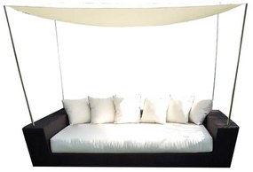 DOMINIS - divano da giardino completo di cuscini e parasole intreccio in rattan sintetico