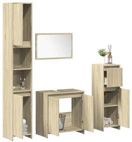 Set Mobili Da Bagno 4 Pz Rovere Sonoma İn Legno Multistrato /