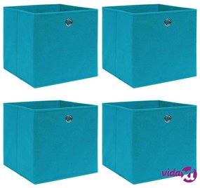 vidaXL Scatole Portaoggetti 4pz Azzurre 32x32x32 cm Tessuto