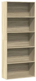 Libreria rovere sonoma 80x30x189 cm in legno multistrato