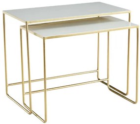 Tavolini da salotto estraibili bianco e oro (set di 2) WESS