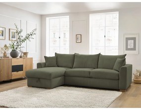 Divano angolare verde allungabile (con composizione variabile) con rivestimento in velluto a coste Augustin – Bobochic Paris