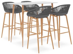 Set Da Bar 5 Pz Bianco E Grigio /
