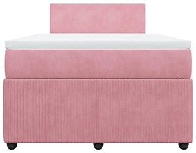 Giroletto a molle con materasso rosa 120x190 cm in velluto