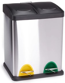 Cestino per la spazzatura 2x8 l color argento opaco in acciaio per raccolta differenziata/con pedale Tri Selectif – MSV