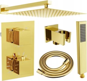 Mexen Cube DR02 set doccia a incasso con soffione 25 cm, dorato - 77502DR0225-50
