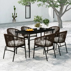 Set mobili da pranzo per giardino 7 pz marrone