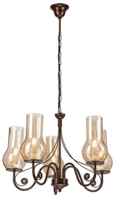 Brilagi - LED Lampadario a sospensione con catena COTTAGE 5xE14/40W/230V marrone