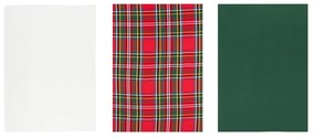 Set 3 strofinacci tartan con cestino