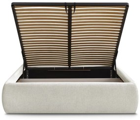 Letto matrimoniale imbottito beige con contenitore/senza testiera con rete inclusa 180x200 cm Inera – Bobochic Paris