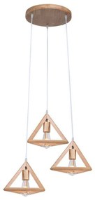 Lampadario a sospensione in legno triangolare E27x3 max 40W – H1200mm