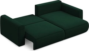 Divano angolare verde allungabile/con contenitore (con penisola a destra/con chaise lounge) con rivestimento in velluto Kapua – Makamii