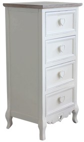 CAMILLE - cassettiera 4 cassetti in legno di paulownia shabby chic