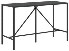 Tavolo da Bar con Piano in Vetro Nero 180x70x110 cm Polyrattan