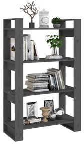 Libreria/divisorio grigio 80x35x125 cm legno massello di pino
