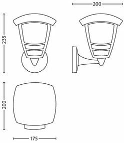 Philips 15380/31/16 - Applique da esterno MYGARDEN CREEK E27/60W/230V