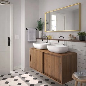Mobile da bagno sotto lavabo MADERO Velvet rovere laminato satinato L 120 x H 53 x P 45 cm 2 cassetti 2 ante, lavabo non incluso