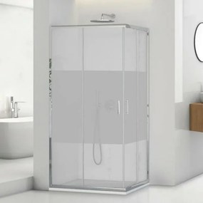 Box doccia angolare 90x90 in vetro temperato serigrafato doppio scorrevole con profili cromo Tay