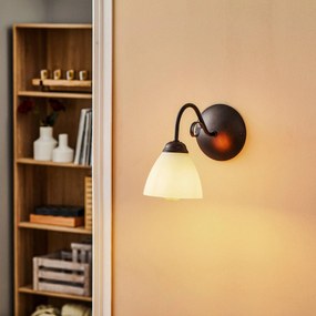 Lamkur Applique Adoro con paralume in vetro, marrone