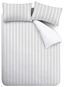 Biancheria da letto grigia in cotone per letto matrimoniale 200x200 cm Ashford Stripe – Bianca