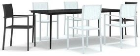 Set mobili da pranzo da giardino 7 pz bianco e nero