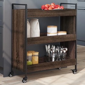 Carrello Da Cucina Rovere Marrone 70x30x82 Cm Legno Multistrato /