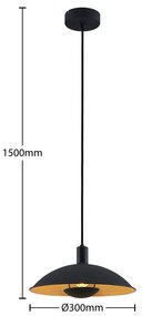 Lindby Narisara sospensione nero-oro 1 luce 30 cm