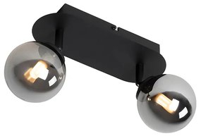 Faretto moderno nero con vetro fumé 2 luci - ATHENAS
