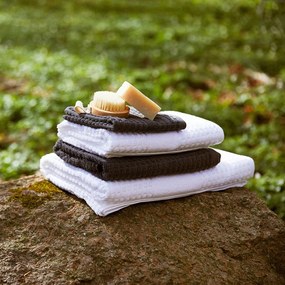 Asciugamano tipo terry bianco in cotone organico 50x100 cm Check – JUNA