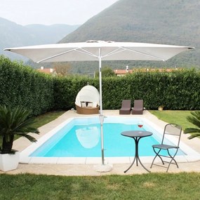 Ombrellone da Giardino 2x3 m Palo Ø48 mm Poly Eco in Acciaio Bianco...