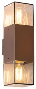 Lampada da parete per esterni marrone ruggine con paralume fumé 2 luci IP44 - Denmark