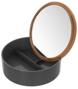 Organizer Porta Cosmetici Tondo Con Coperchio e Specchio Feridras "Smack" Grigio