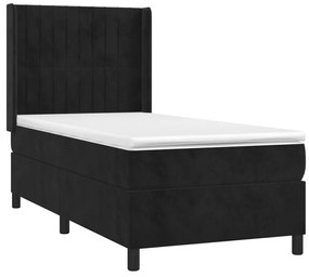 Giroletto a molle con materasso nero 80x200 cm in velluto