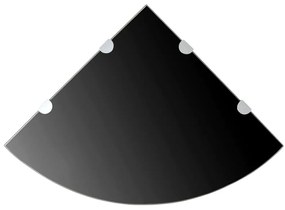 Scaffale angolare con supporti cromati vetro nero 45x45 cm