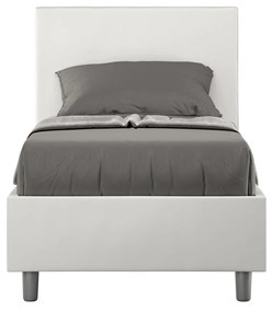 Letto singolo imbottito 80x210 similpelle Adele senza rete e contenitore, Bianco / Con rete