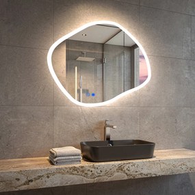 Specchio da bagno con illuminazione 104x94\74x64\84x74 cm, doppia tonalità, interruttore touch, tappetino riscaldante
