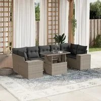 Set Divano da Giardino 8pz con Cuscini Grigio Chiaro Polyrattan 3269042