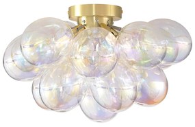 Lampada da soffitto di design in ottone con vetro arcobaleno 4 luci - Uvas