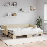 Divano Letto con Letto Estraibile Crema 80x200 cm Tessuto 3197425