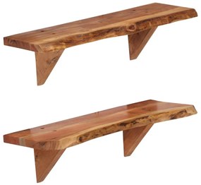 Mensole 2 Pz 60x20x18 Cm İn Legno Massello Di Acacia /
