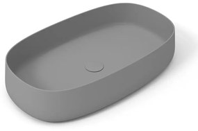 Lavabo da appoggio OLYMPIA CERAMICA ovale piletta non inclusa in ceramica L 70 x H 15 x P 40 cm grigio piletta non inclusa
