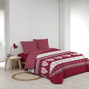 Biancheria da letto rossa in cotone per letto matrimoniale/per letto prolungato 240x220 cm Alpage – douceur d'intérieur