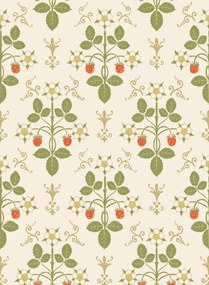 Cole & Son Tapete Strawberry - Poppy/ Spring Green & Metallic Gold on Stone